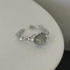 Anillo de bambú geométrico irregular con temperamento femenino de imitación de jade, anillo abierto de plata S925 con nicho, anillo de dedo de marea.