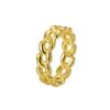 R0461 Anillo de diseño personalizado estilo hip-hop europeo y americano para mujer, anillo con cadena de viento frío, latón chapado en oro, hueco, anillo de cola lisa