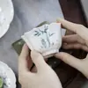 Xícara de Chá Pintada à Mão com Padrão de Bambu da Dinastia Tang e Song, Conjunto de Chá Kung Fu, Xícara de Chá de Cerâmica para Estudiosos, Xícara Mestra de Ramo de Bambu