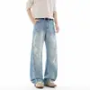 Tendência Outono 2026 High Street Americana Retrô Padrão Raio Jeans Preto Levemente Flare Novas Calças Longas Emagrecedoras para Homens e Mulheres