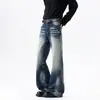 Jeans Lavados Estilo Retro Americano Bigotes de Gato para Hombre Sentido del Diseño Nicho Marca de Moda Pierna Recta Micro Campana Sueltos Desgastados Pantalones Largos