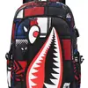 Mochila Criativa Distinta Estilo Coreano Mochila Tubarão Jovem Tendência da Moda Masculina Estudantes do Ensino Fundamental e Médio Campus Harajuku