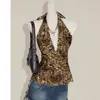 Amazon Europeo y Americano Transfronterizo Y2K Verano Nueva Moda Halter Retro Estampado de Leopardo Espalda Descubierta Chaleco de Moda Ropa de Mujer Al por Mayor