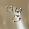 Anillo de Flor Colorida de Dopamina para Mujer, Diseño de Nicho Estilo Ins, Anillo Arcoíris Personalizado Abierto Ajustable