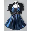 En stock: Vestido de Satín con Diseño Vintage Lanyu Nocturno con Chal de Velo Negro Conjunto de Dos Piezas Estilo Oscuro de Moda