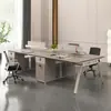 Estação de Trabalho para Funcionários de Escritório Quatro 4 Seis 6 Pessoas Mesa de Escritório para Funcionários com Tela Combinação de Mesa e Cadeira de Computador para Funcionários