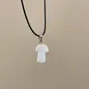Collar Colgante de Hongo Lindo de Piedra Natural para Mujer, Diseño de Nicho, Cadena para Sudadera Estilo Ins, Accesorio de Cadena Simple para Clavícula