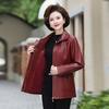 Chaqueta Corta de Cuero para Mujer de Mediana Edad Otoño 2025 Nuevo Estilo Moda Primavera y Otoño para Madres Chaqueta Superior de Piel Pu