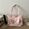 2026 nueva bolsa de lona de moda estilo coreano con lunares, bolso de mano, bolso tote con lazo, bolso de hombro para la oficina, moderno