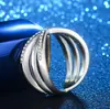 Anillo de Platino con Diamante Cruzado Best-Seller al por Mayor en Aliexpress Transfronterizo en Stock para Entrega Inmediata