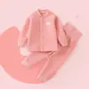 Conjunto de ropa interior térmica acolchada para bebé de grado A, conjunto engrosado de algodón puro para otoño e invierno, conjunto separado de cintura alta