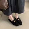 Zapatos Individuales Retro de Gamuza sin Cordones de Boca Profunda para Mujer 2026 Nueva Llegada de Otoño Mocasines Estilo Británico Puntera Cuadrada Zapatos para Conducir Mujer