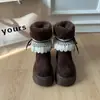 Zapatos casuales retro, botas de nieve peludas para mujer, nueva colección de invierno 2026, forradas de felpa y engrosadas para abrigar, zapatos de algodón con suela gruesa, botines