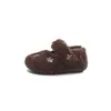 Sapatos Peludos de Cor Lisa para Meninas Outono/Inverno 2025 Pequenas Meninas Strass Solado Macio Antiderrapante Pequeno/Médio/Grande Infantil Plus Veludo Quente Sapatos de Algodão