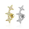 Novo Modelo Transfronteiriço: 1 Peça de Aço Inoxidável + Cobre Zircônia Incrustada Tarraxa de Osso da Orelha, Joia de Piercing Rosqueada de Lua e Flor de Ameixa, Em Estoque