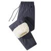 Calças de algodão forradas com lã de cordeiro e veludo transfronteiriço, calças quentes de grafeno, plus size, calças esportivas casuais de cor sólida para homens