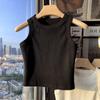 Base Camisola Rosqueada Feminina Roupa Externa Verão Novo Slim-fit Curto Sem Mangas T-shirt Base Interna Camisa Top
