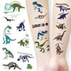 Pegatinas de Tatuaje de Dibujos Animados para Niños, Mundo de Dinosaurios Luminoso, Pegatinas Temporales Impermeables para Cara de Niños y Niñas, Stock Listo Transfronterizo