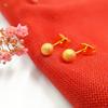Brincos Pequenos de Bolinha Redonda Brilhantes Foscos para Mulheres, Moda Cobre Banhado a Ouro Imitação Grãos de Ouro, Brincos Redondos da Moda Atacado