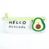 Estilo INS estuche transparente verde aguacate estudiante chica japonesa corazón caricatura simple gran capacidad bolsa para papelería