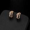 Brincos de agulha de prata estilo europeu e americano 925 brincos brincos pequenos e requintados embutidos de zircão 14K brincos brincos diy acessórios material