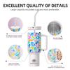 Especial transfronterizo para taza de coche con asa de 40 oz, aislamiento frío, gran capacidad, taza para hielo, tres generaciones, estampado de leopardo 5D, pedido mínimo