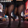 Meias Europeias e Americanas de Óleo de Cavalo Super Sexy Brilhantes Transparentes com Pé Super Brilhantes Cintura Alta XXL