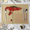 Jogo americano de mesa de jantar com estampa floral Tapete de mesa europeu Utensílios de cozinha Guardanapo de mesa ocidental Porta-copos LOGOTIPO