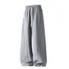 Pantalones Delgados de Algodón y Lino para Adolescentes, Pierna Recta Holgada Casual Versátil de Cintura Media Pierna Ancha Larga con Caída y Transpirabilidad, Estilo Yamamoto