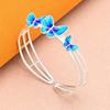 Pulsera de plata maciza con tres mariposas y esmalte de plata 999.9 para mujer, diseño de nicho ligero y lujoso, abierta, nueva