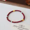Pulsera Natural de Cinabrio con Alto Contenido de Arena Dorada Morada Flash Mineral y Jade Hetian, Pulsera de Regalo para Año Zodiacal al por Mayor, Nuevo Estilo Chino