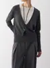 Limonn Estilo Old Money Alta Inteligencia Mediados de Siglo Falso Dos Piezas Cuello en U Grande Top de Lana de Oveja Gris Tejido Otoño e Invierno