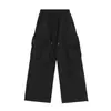 Pantalones de trabajo unisex de secado rápido estilo retro americano, de verano, cintura alta, pierna ancha recta, holgados, casual, hasta el suelo, modernos
