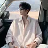 Camisa de manga larga de gasa de burbujas de secado rápido estilo americano, camisa a cuadros holgada de moda para hombre de otoño, chaqueta protectora solar para hombre