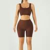 Ropa exterior tejida con sujetador acolchado, conjunto de yoga ajustado, ropa deportiva de fitness de talle alto con forma de melocotón de secado rápido, shorts deportivos