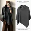 Chal tipo capa para mujer con botones Versátil Adelgazante Elegante Moderno Bufanda Exterior Estilo de dos vías para mujer