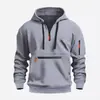 Sudadera con capucha deportiva casual para hombre, de importación, para otoño/invierno, con cremallera, múltiples bolsillos, forro polar, corte holgado y diseño cálido