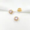 Cobre Banhado a Ouro Zircônia Microincrustada Redonda Quadrada Flor de Quatro Folhas Espaçadores Multi-Furo Contas para Pulseira de Pérolas Dupla Fileira Feita à Mão DIY