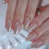 Comercio Exterior Uñas Portátiles de Brillo Desnudo Estilo Lujo Ligero Parches de Manicura Lentejuelas Plateadas Exquisitas Uñas Postizas Removibles Venta al por Mayor