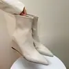 Estilo Versátil Nuevo de Otoño e Invierno, Botines Martin de Tacón Cuña con Punta Fina Adelgazantes para Mujer, Botines Cortos de Tacón Alto con Cremallera Trasera