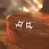 Pendientes Huecos de Gato de Plata Pura S999, Diseño Lindo de Animal, Estilo Coreano Simple, Pendientes Versátiles y Exquisitos para Mayorista