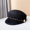 Estilo Japonés Otoño e Invierno Lana Lana Sombrero Ecuestre para Mujer Hebilla Metálica Trenza Decorativa Sombrero de Caballero Todo Fósforo Cálido Sombrero de Fieltro Gorra de Visera