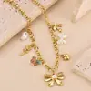 Elementos de Moda: Lazo, Colgante de Perla, Multielemento, Elegante Collar para Clavícula, Juego de Pulseras Resistente al Agua, Nuevo Estilo para Mujeres