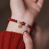Pulseira de Pérolas de Cinábrio de Alto Teor para Mulheres Ano do Lótus Ano da Vida Pulseira Moda Nacional Vintage Presente para Namorada Joia