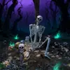 Decoraciones de Halloween 165 cm Esqueleto Humano Realista Esqueleto de Plástico Móvil Casa Embrujada Sala de Escape Patio