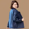 Nueva Moda de Otoño para Mamá de Mediana Edad Camisa de Manga Larga Chaqueta Delgada Chaqueta Casual para Mujer con Cuello Solapa Top
