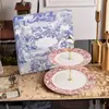 Estilo Europeo Hueso Porcelana Hortensia Azul Azul y Blanco 58 Piezas Olla Sopera Bol Plato para Pescado Bol de Arroz Cuchara para Sopa Plato de Cena Taza de Té Vajilla Fábrica Venta al por Mayor