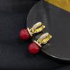 Brincos Geométricos Ankora Red Silver Needle com Gotejamento de Óleo Moda Versátil Argola de Orelha Retrô Nicho High-end Brincos Elegantes para Mulheres