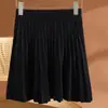 Novo Outono/Inverno Malha 100% Lã Lurex Mini Saia Plissada Feminina Cintura Alta Emagrecedora Versátil Meia Saia Saia Plissada