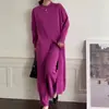 Conjunto de Dos Piezas de Punto Transfronterizo con Pantalones, Suéter con Abertura Estilo Perezoso, Suéter Moderno y Elegante, Corte Holgado